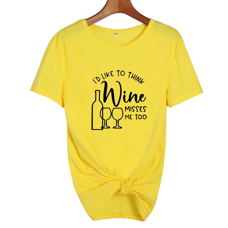Poleras De Mujer Moda футболка с надписью I Like To Think Wine Misses Me Too Hipster Tumblr женская черная белая хлопковая Футболка Femme