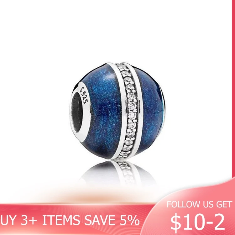 Женские циркониевые бусины с голубым растением из серебра 100% пробы|Ювелирные