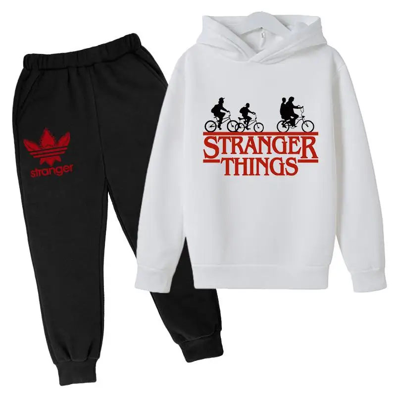 

Stranger Things child girl clothes Set 2021 Autumn Winter Warm Sweatshirts Kids Suit Children Baby boys Hoodies+pant 2pcs Sets