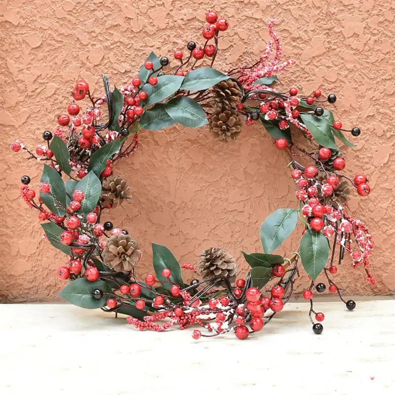 Новинка 2019 модный Рождественский венок с красными ягодами подвесные
