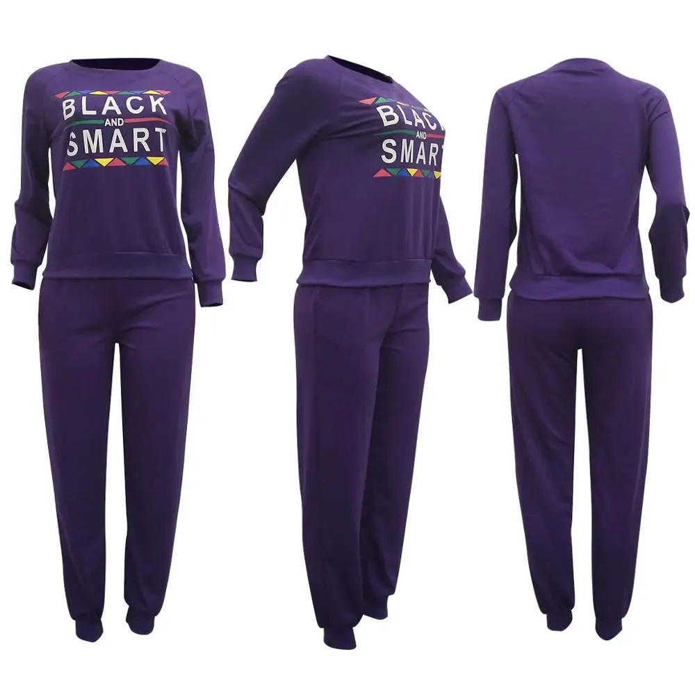 

Letter Print Casual Women Tracksuits Full Sleeve O Neck Autumn Top With Pants Rompers Plus Size 5 Colors Two Piece Sets 2019