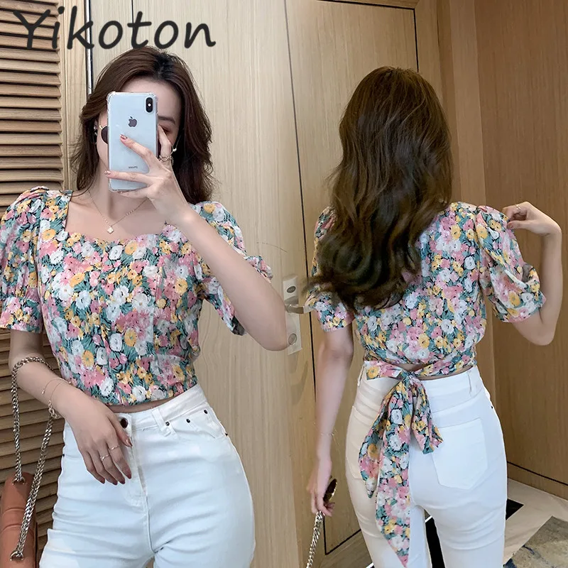 Женские блузки и рубашки с цветочным принтом 2022 Повседневная Облегающая рубашка