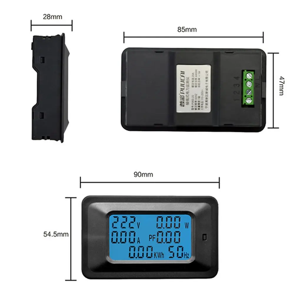 

100A AC LCD Digital Panel Power Watt Meter Monitor Voltmeter Ammeter Voltage Current Tester for Home Appliances