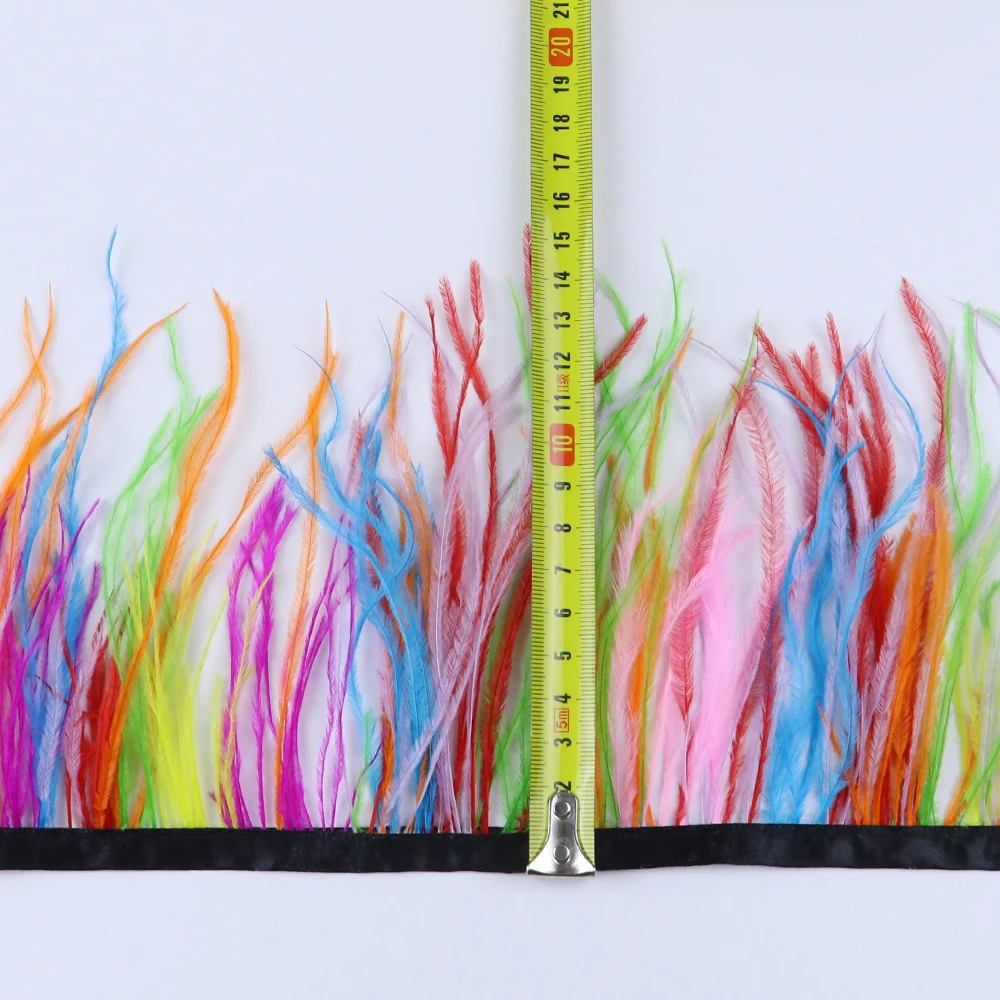 

Wholesale Colorful Ostrich Feathers Trim Ribbon Sewing Clothes Accessories Carnival Dress Decoration Natural Plumes For Crafts
