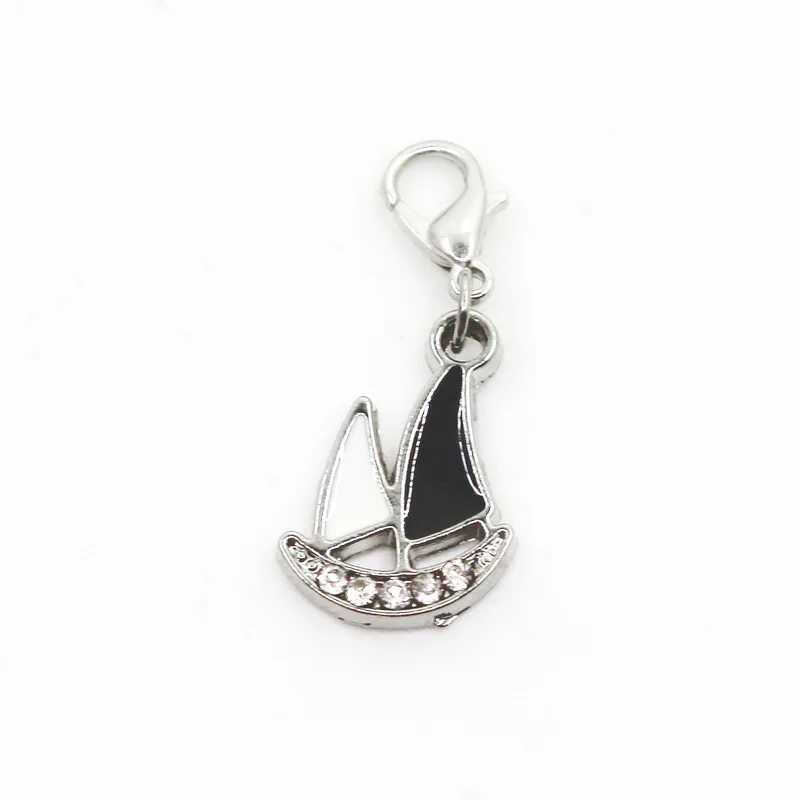 

10pcs/lot Sailboat Dangle Charms Pendant Charms Lobster Clasp Hanging For Necklace Charm Bracelet Jewelry