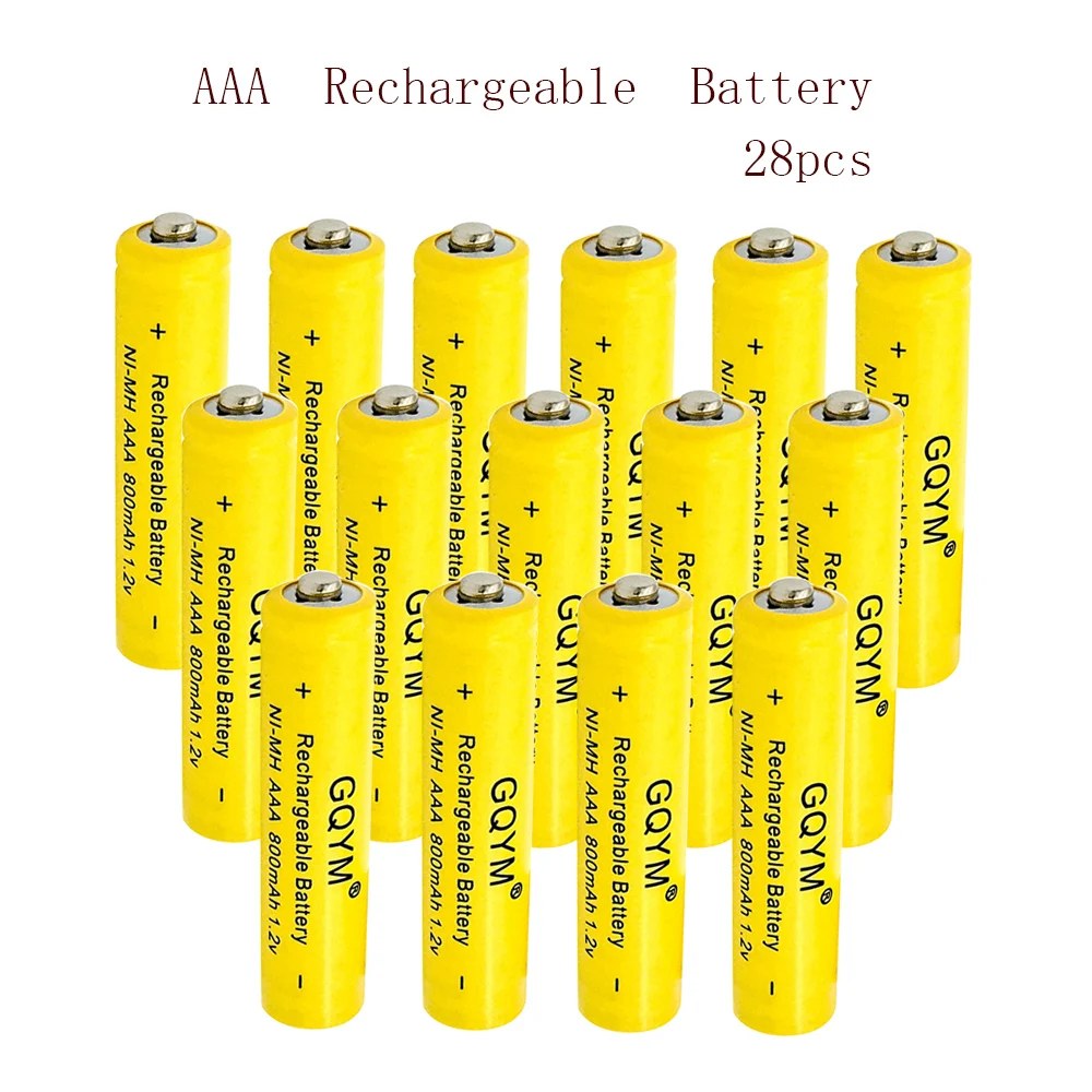 

28Pcs AAA 800mAh Rechargeable Battery Yellow NiMH Battery NiMH Battery 1.2V Yellow AAA 3A 800mAh 4