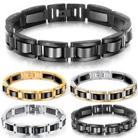 black magnetic bracelet men hand chain energy health germanium magnet bracelet stainless steel bracelets for women
