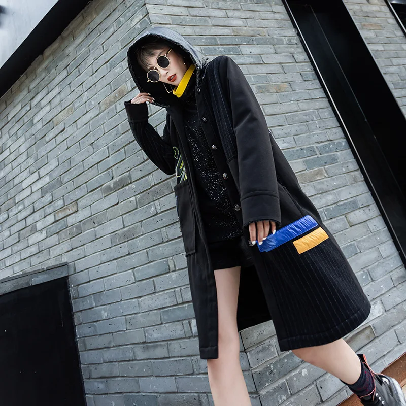 Женский Длинный плащ с капюшоном SOUL OF TIGER теплый толстый Тренч из искусственного