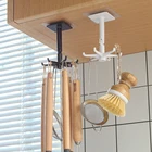 Вращающийся крючок для хранения кухонных инструментов, не маркирующий крючок, настенный крючок без перфорации, вращающийся на 360 градусов, стойка для хранения с 6 когтями