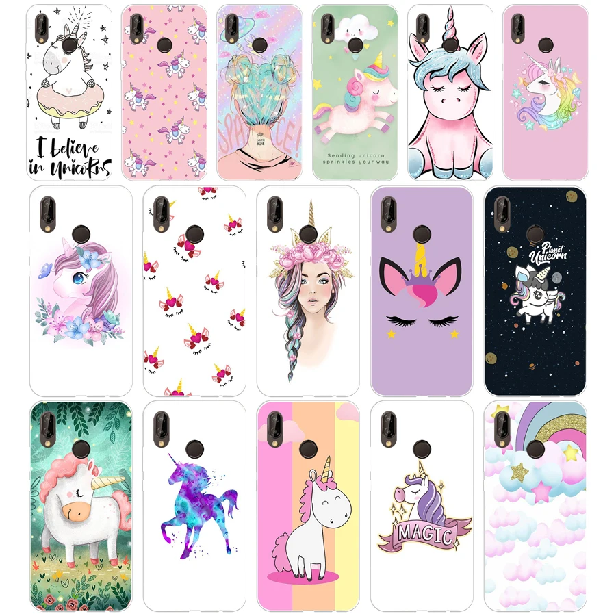 Мягкий силиконовый чехол 137FG Fat Unicorn On Rainbow Jetpack из ТПУ для huawei Mate P20 P30 Llte Pro Y6 Y7 2019 |