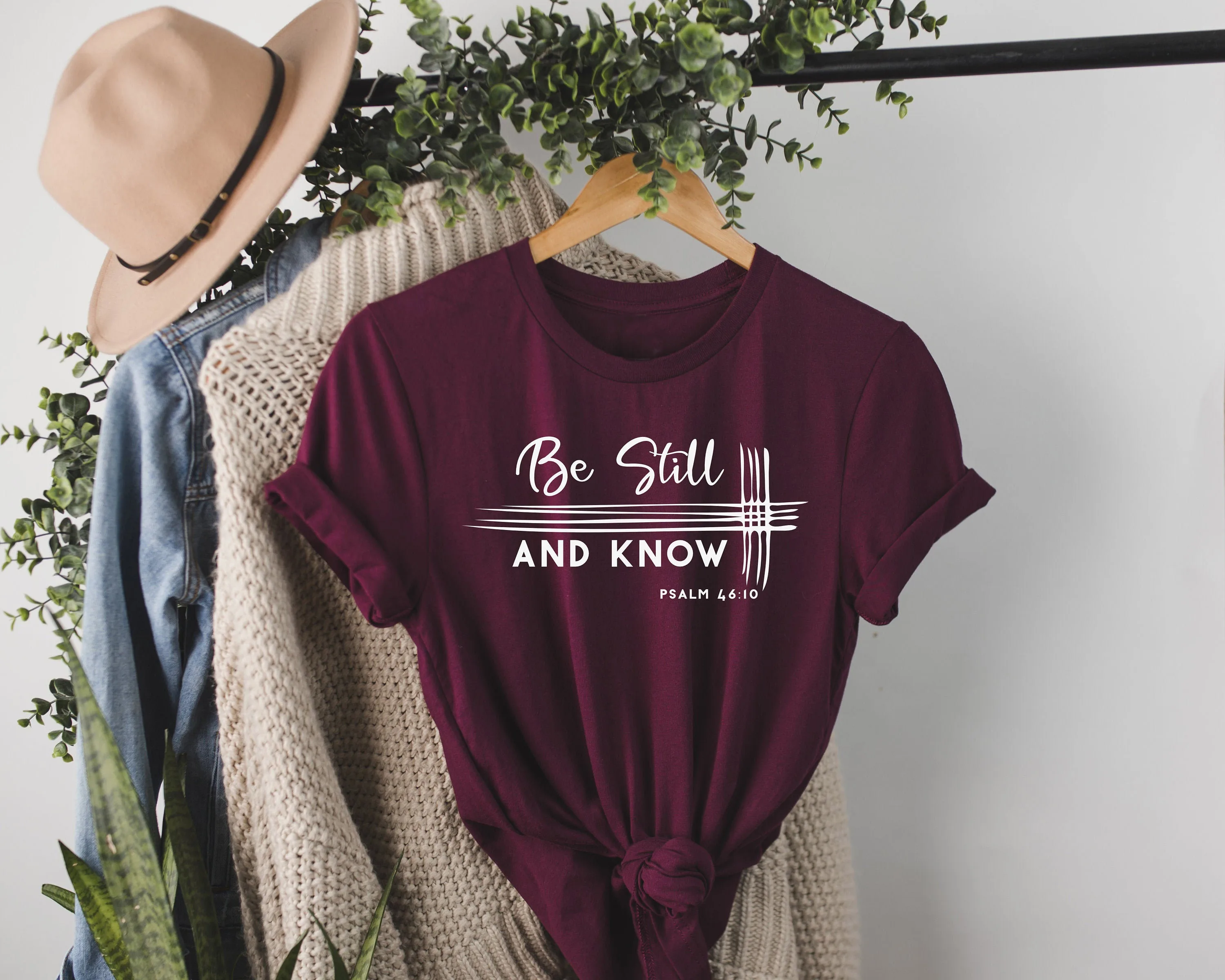 

Be Still and Know Psalms 46:10christian t-shirt christian religious faith based graphics slogan quote church tees vintage R094