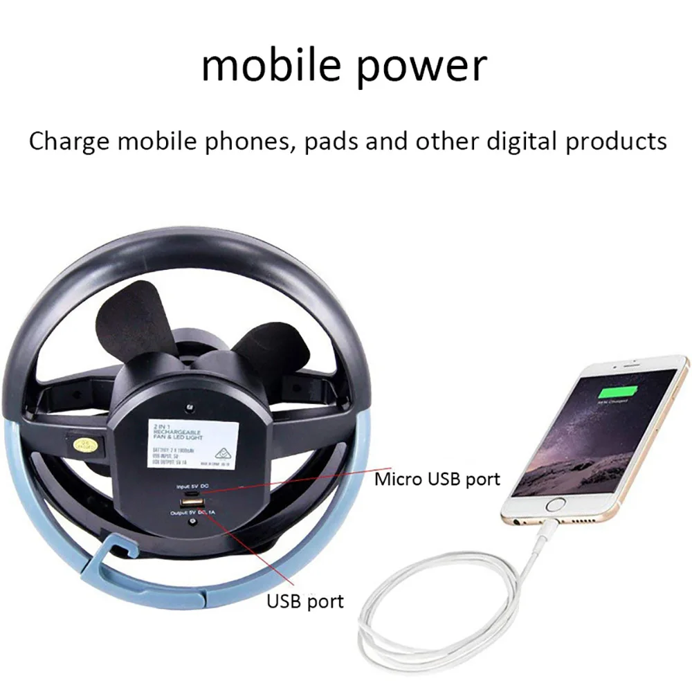 Вентилятор палатка светильник светодиодный походный с потолочным 2-в-1 подвесной