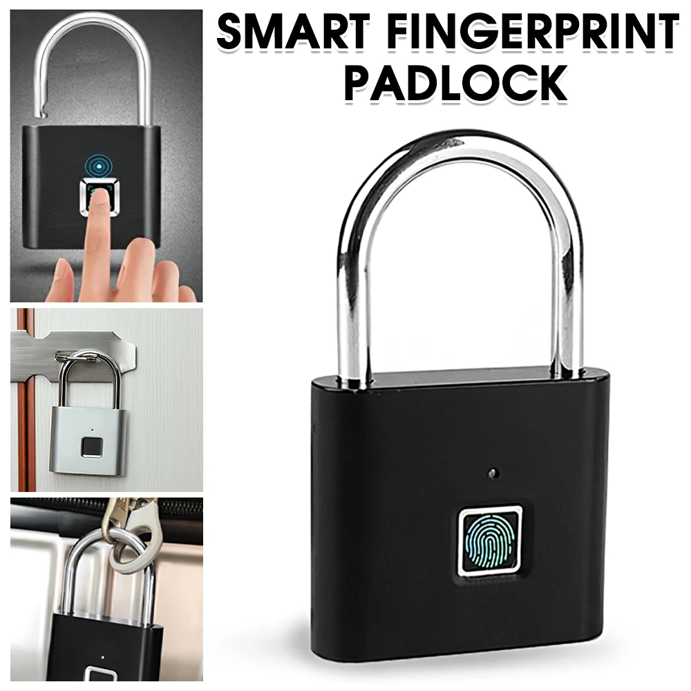 

Fingerprint Padlock Smart Padlock Fingerprint Cabinet Lock Small Keyless Lock Dormitory Anti-theft Lock USB Charging Door Locker