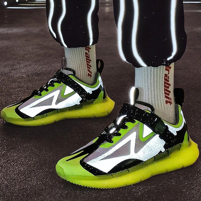 Высокое качество Износостойкие высокие эластичные светящиеся кроссовки мужские