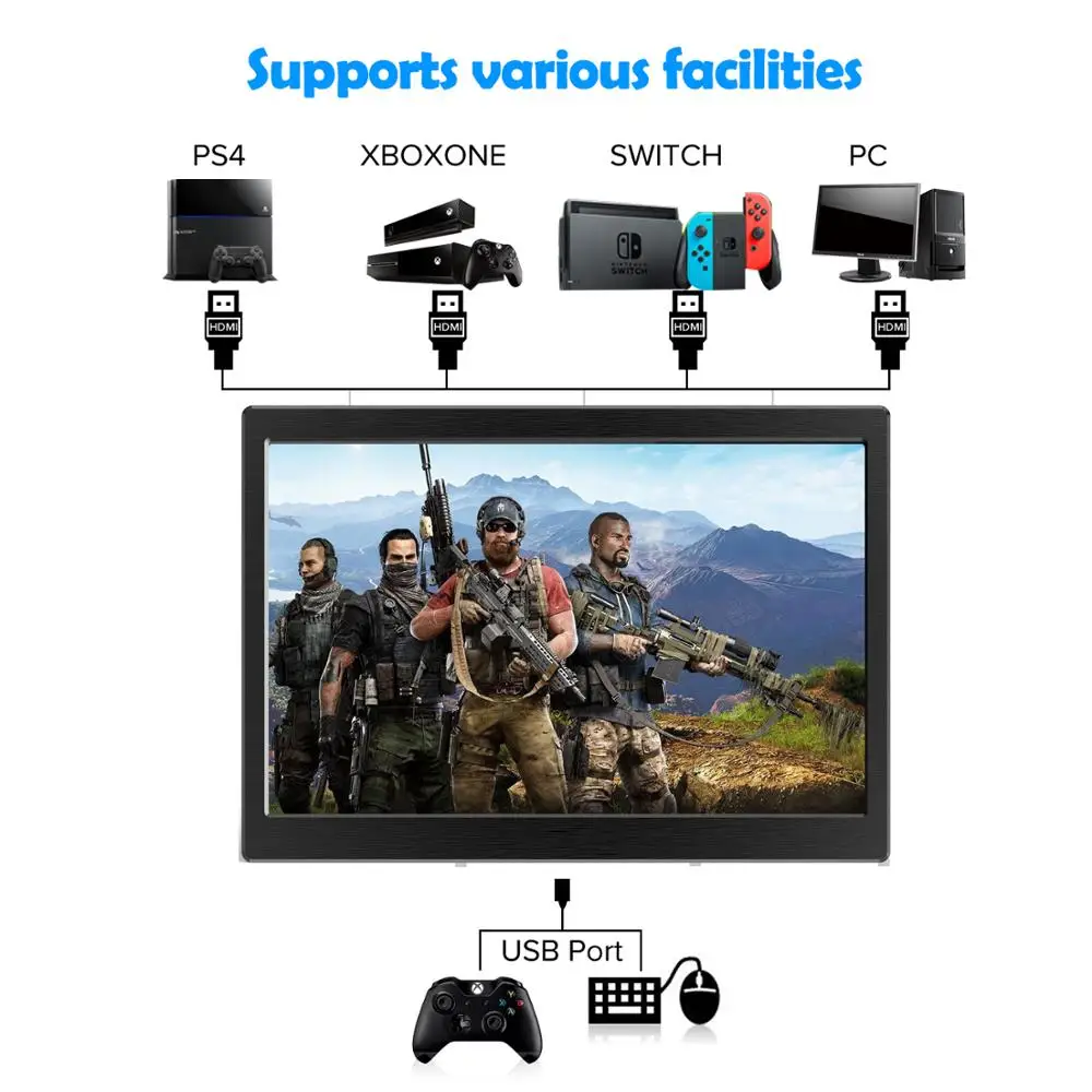 Портативный игровой монитор UPERFECT для ПК 7 дюймовый ЖК экран мини VGA HDMI