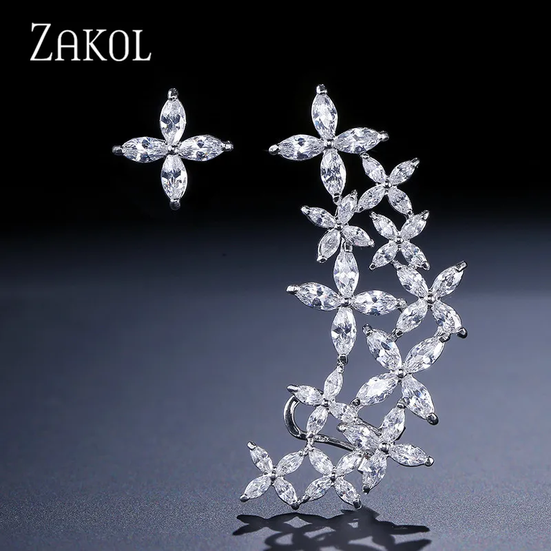 ZAKOL брендовые Роскошные серьги-гвоздики с кубическим цирконием для женщин модные