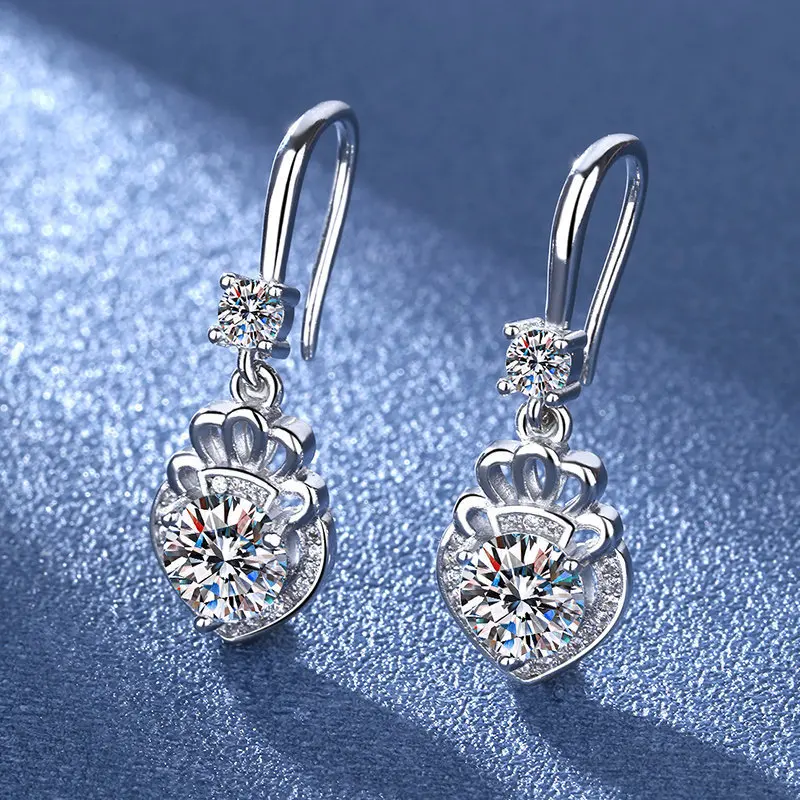 

Heart-shaped Crown Earrings with Zircon Earrings for Wedding and Valentine's Day for Girlfriend CZ Engagement Jewelry Earrings