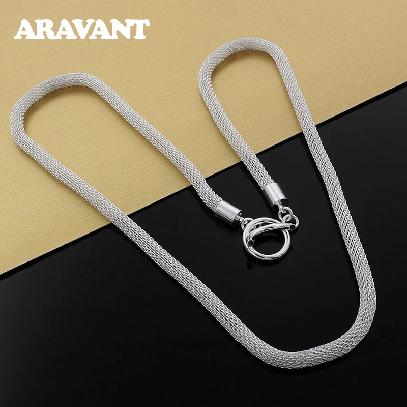 

925 Silver Simple Chains Necklace For Men Women Fashion Jewelry Accessories