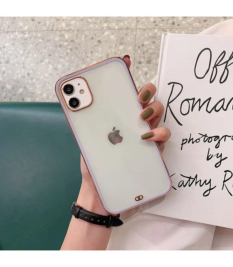 

Luxury Square Clear Plated Case for iPhone 11 Pro Max 7 8 Plus XR XS X Silicone Electroplated Cover for iPhone 12 SE 2020 Cases