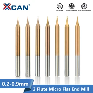 Фреза XCAN с 2 канавками, 1 шт., 0,2-0,9 мм, хвостовик 4 мм, карбид вольфрама, фреза с ЧПУ, фрезерный инструмент с покрытием TiCN
