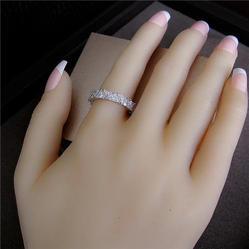 Треугольная Мода AAA кубический цирконий треугольные камни Кольцо медь базовый