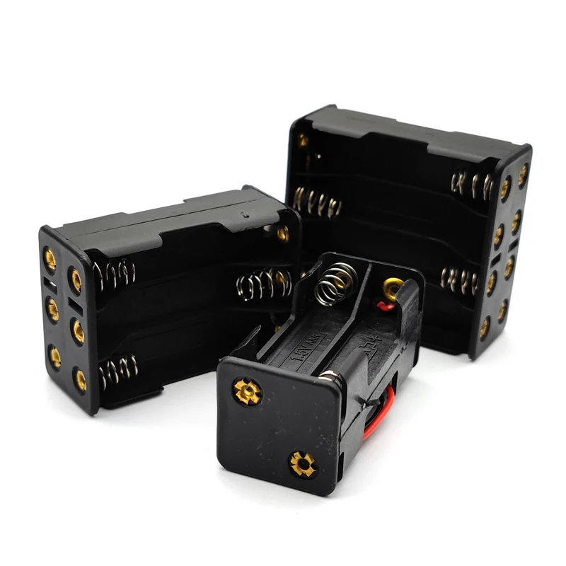 

500pcs/lot 4x 6x 8x AAA Back to Back DIY Clip Battery Holder Plastic Case 4 6 8 slots AAA Batteries Storage Box With Wire Leads