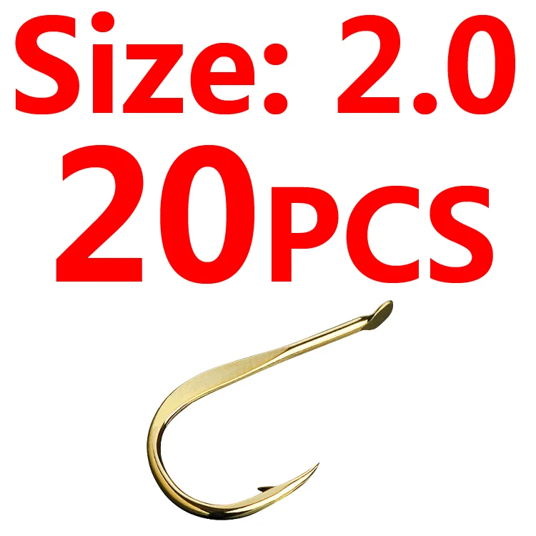 20pcs Size 2 Bimoo 20 шт. золотой цвет сильный Карп Рыболовный крючок колючий японский рыболовный крючок Размер 0,5~ Размер 10 - Цвет: 20pcs Size 2