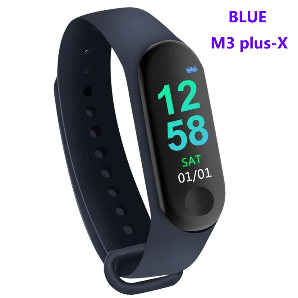 M3 Plus, умный Браслет, пульсометр, кровяное давление, здоровье, водонепроницаемые, Смарт-часы M3 Pro, Bluetooth, часы, браслет, фитнес-трекер - Цвет: BLUE M3 Plus X