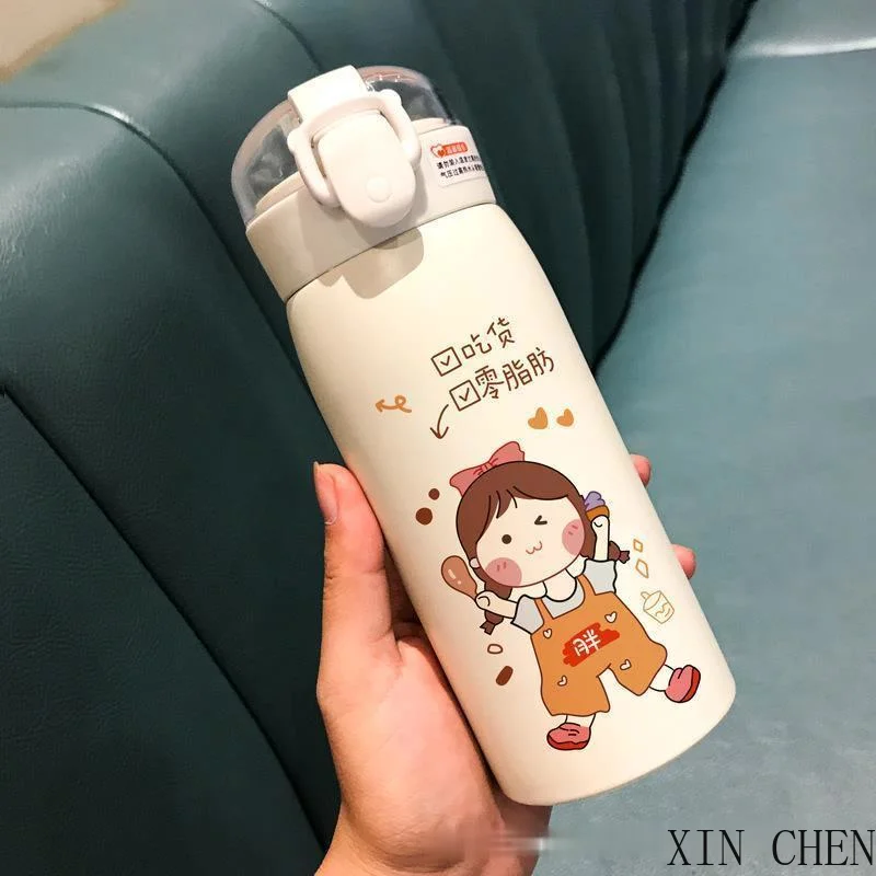 

Creative insulation cup female 304 stainless steel cute children's water bottle straw insulation cup