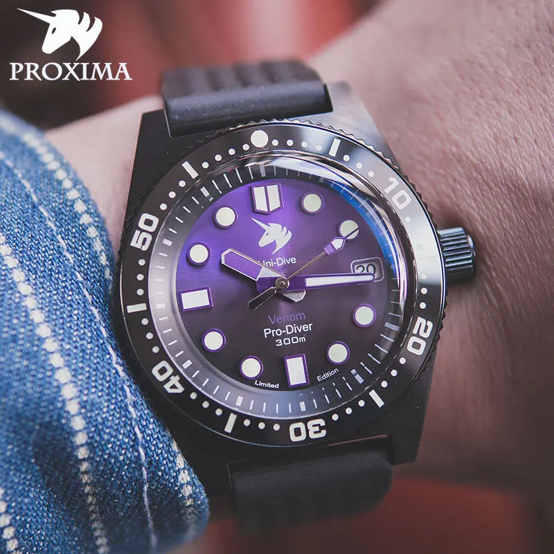 

Proxima 2021 новый роскошный Для мужчин механические часы NH35 Повседневное часы C3 сапфир Стекло Нержавеющая сталь Водонепроницаемый Световой 200 ...