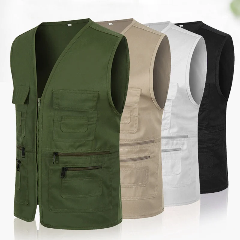 Новинка мужской и женский жилет с множеством карманов на молнии Свободный