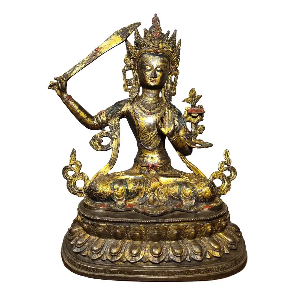 

LaoJunLu тибетский Будда Манджушри, 45 см высокая имитация античная бронза шедевр коллекция одиночного китайского