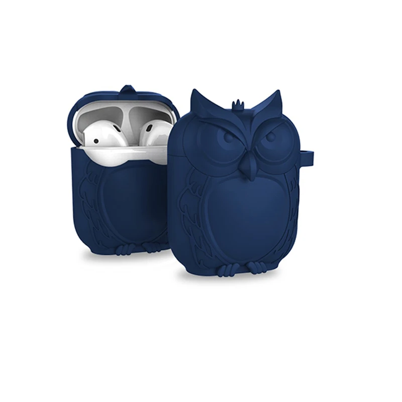 Силиконовый чехол для наушников в форме совы, силиконовый чехол для Apple Airpods - Цвет: Blue