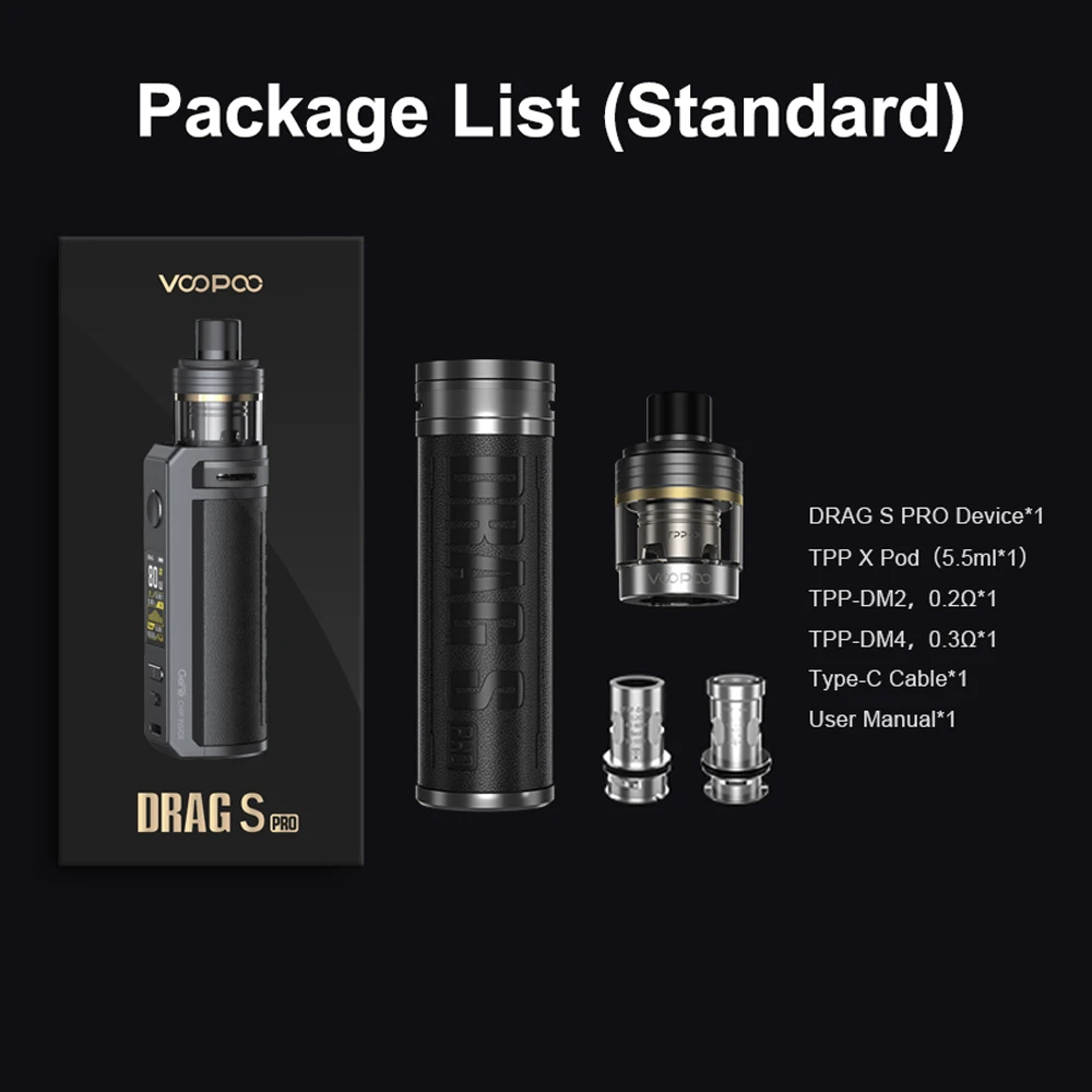 Электронная сигарета VOOPOO DRAG S Pro Mod 80 Вт 8 5 в Kit мл TPP X Pod бак 3000 мАч встроенный