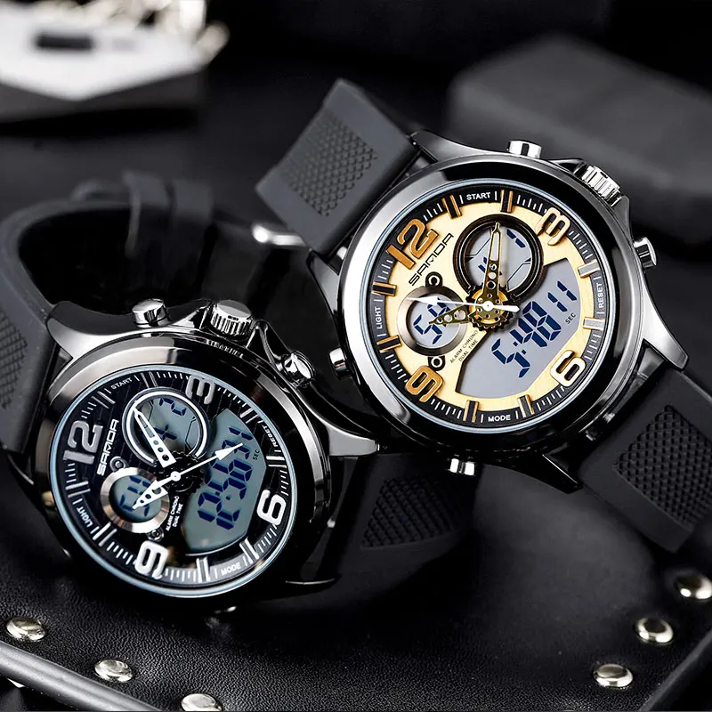 

Fashion Mens Watches Quartz Military Dual Time Waterproof Alarm Date Montre Homme Male Clock LED Display Relogio Masculino