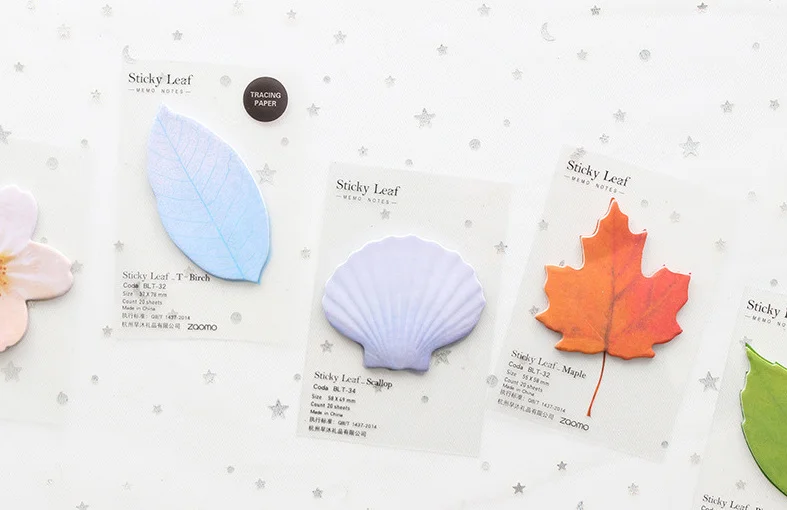 

5pcs Creative leaf series Self-Adhesive Memo Pad Sticky Notes Planner Stickers sticky Bookmark office School Supplies papelaria
