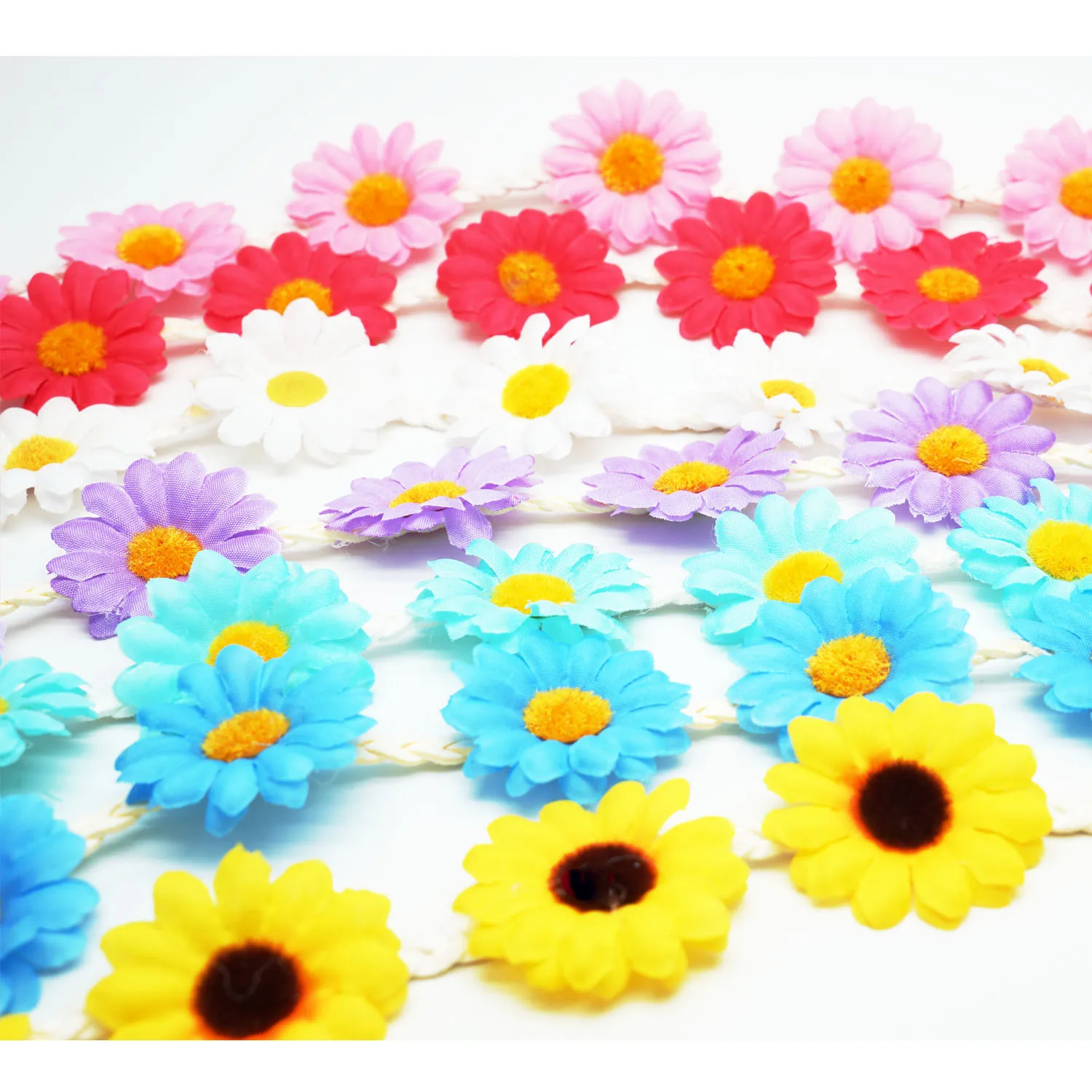 

8 Pieces Sunflower Headband Crown Headpiece for Women Girls Adjustable Floral Hair Wreath Garland Boho Hat Accessories