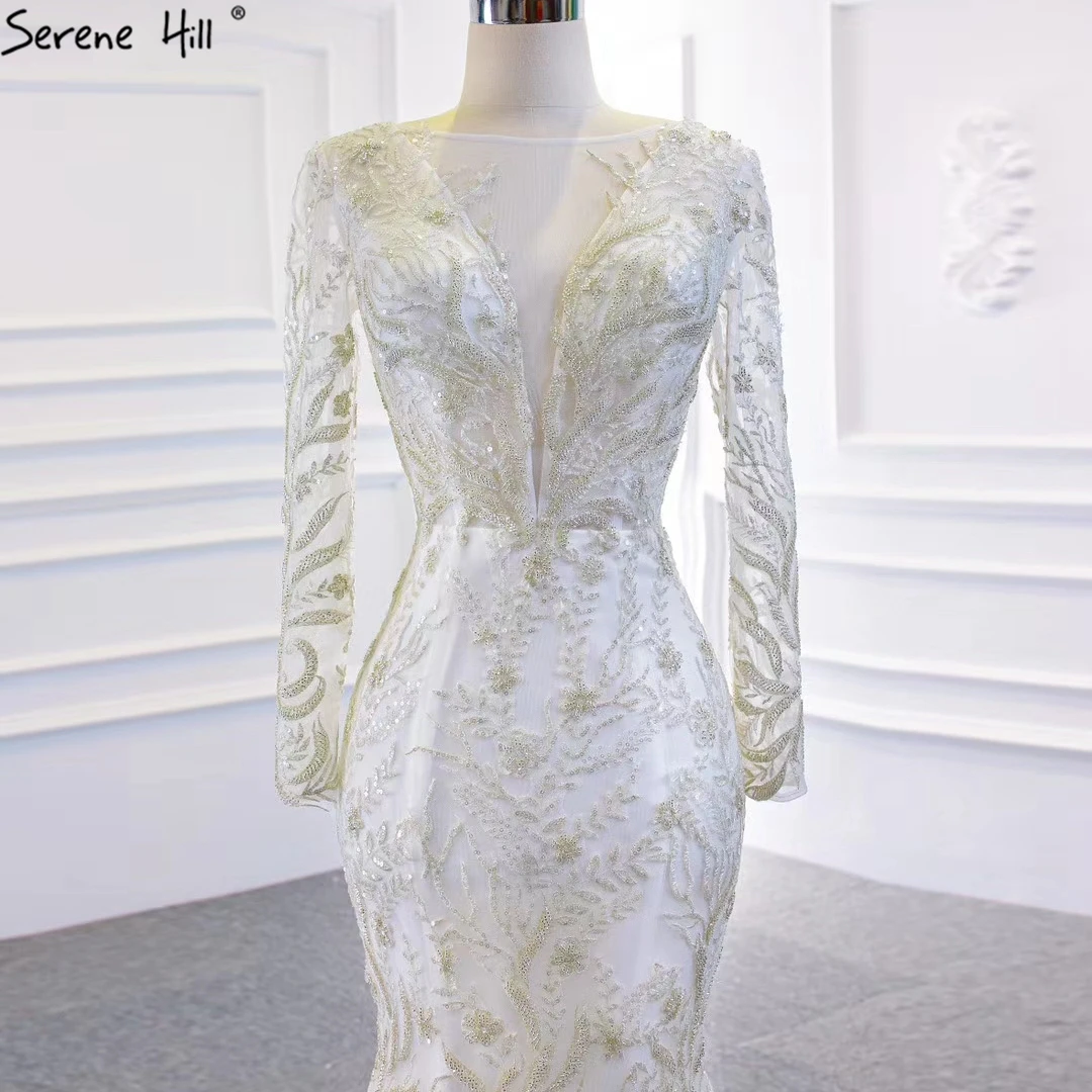 Белое свадебное платье с длинным рукавом и юбкой годе 2020 свадебные платья