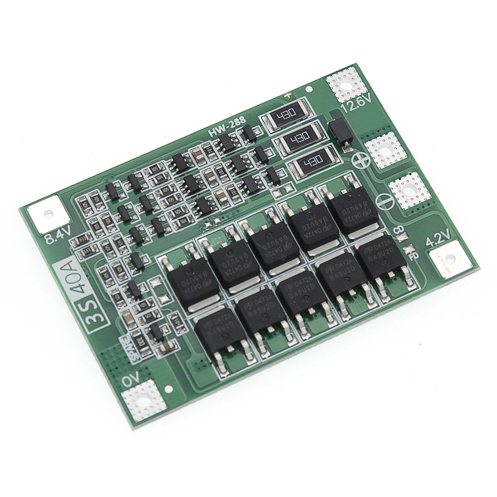 3S 40A литий-ионная батарея зарядное устройство Lipo ячеечный модуль PCB плата защиты BMS для сверлильного двигателя 12,6 в с балансом