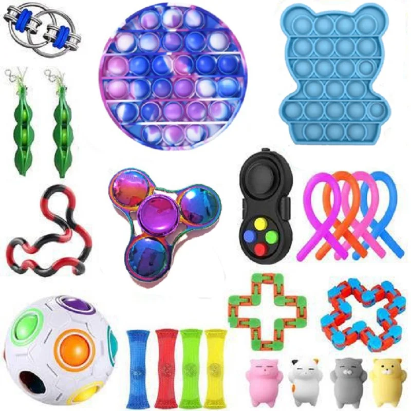 

NEWEST Fidget Toys 20/21/22/24/25PCS Pack Sensory Toy Set Antistress Relief Autism Anxiety Anti Stress Bubble for Kids Adults