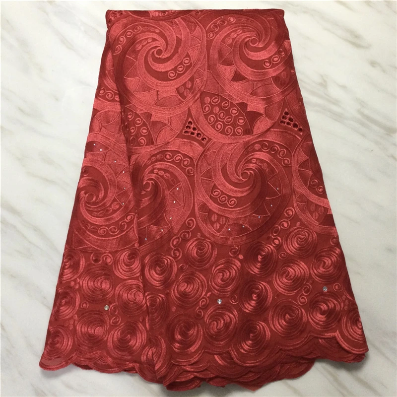 

High Quality Swiss Voile Lace in Switzerland 5Yard African Nigerian Voile Lace Fabric With Stones