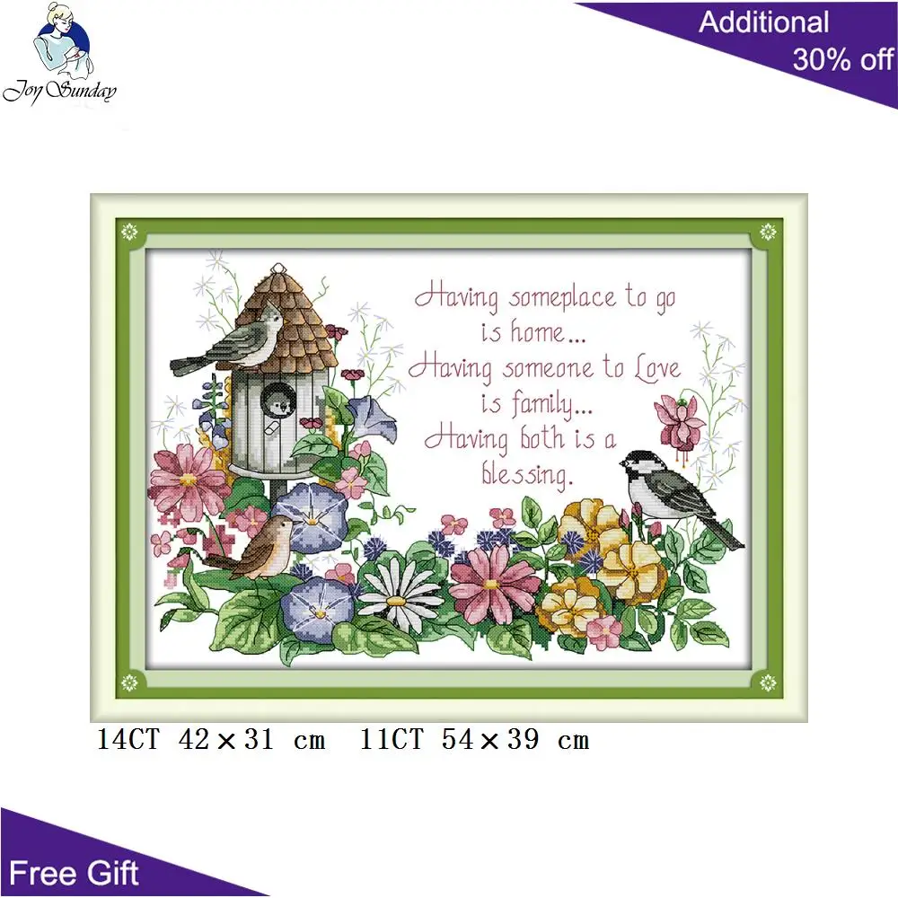 

Joy Sunday Bird Nest Needlework DA047 14CT 11CT Counted and Stamped Home Decor Birds'love Nest Needlepoint Cross Stitch kit