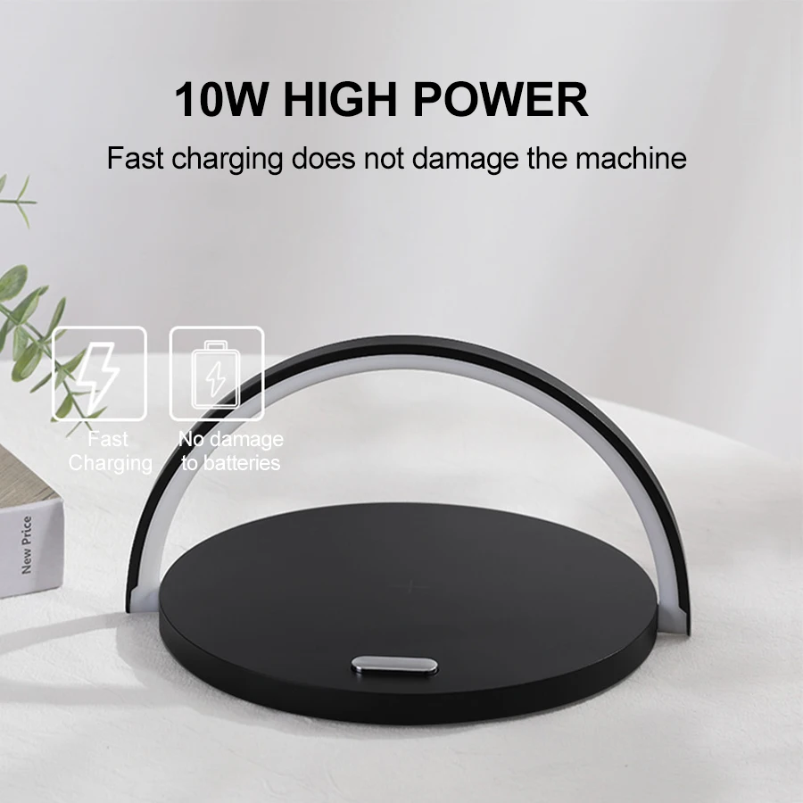 Creative Table Lamp 10W Wireless Charger Mobile Phone Charging Stand Touch Dimming Eye Protection Night Light Holder | Лампы и