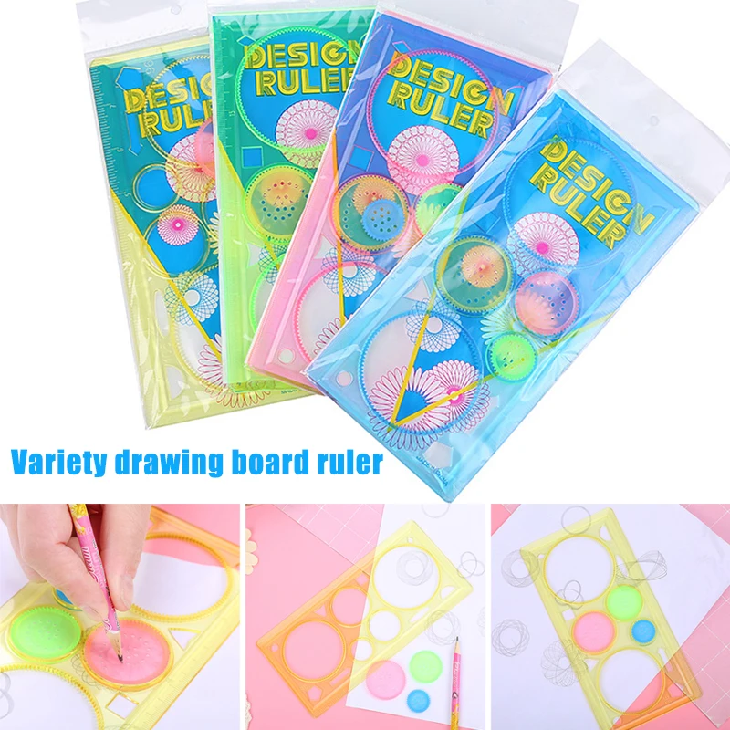 

Multifunctional Kaleidoscope Variety Painting Board Ruler Kindergarten Student Stationery Curved Drawing Ruler DU55