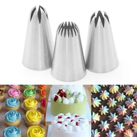 stainless steel multi tooth pastry nozzle 3 pieces4 piece set cake rose icing tube nozzle pastry cream decoration tool