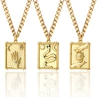 Женское Ожерелье с кулоном Рука Фатимы, длинная цепочка из нержавеющей стали, золотые Ошейники в стиле панк, Винтажное колье с монетами, для друзей