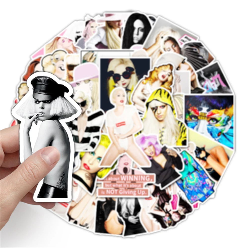 Gaga-pegatinas impermeables de grafiti para mujer, decoraci&oacute;n de maletas y guitarra, Sexy, para actriz, novedad de 2021, venta al por mayor-2