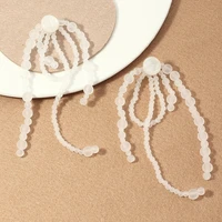 french women fashion earrings semilucent acrylic long bead tassels drop dangle earrings for women wedding party jewelry 2021 new