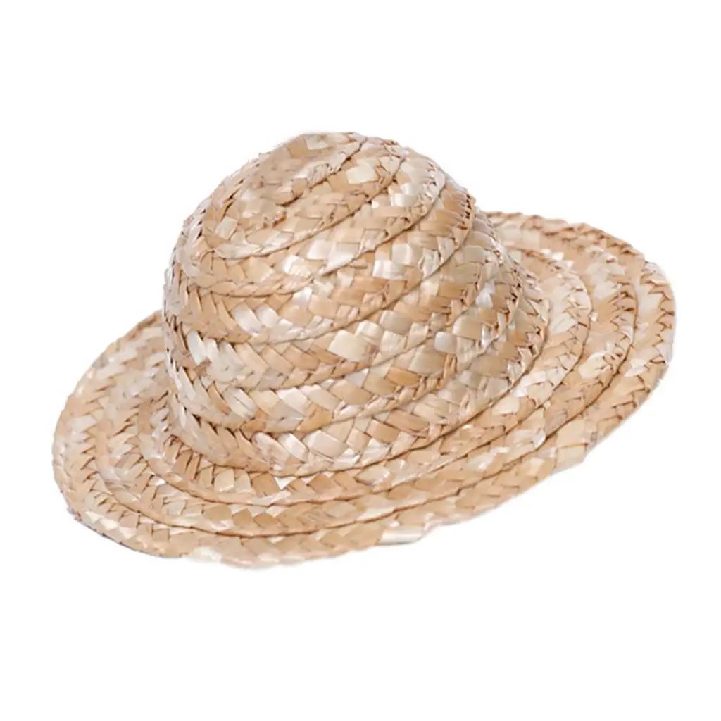 

Fashion Summer Beach Handmade Straw Hat Bowler Costume for 1/3 Doll Set