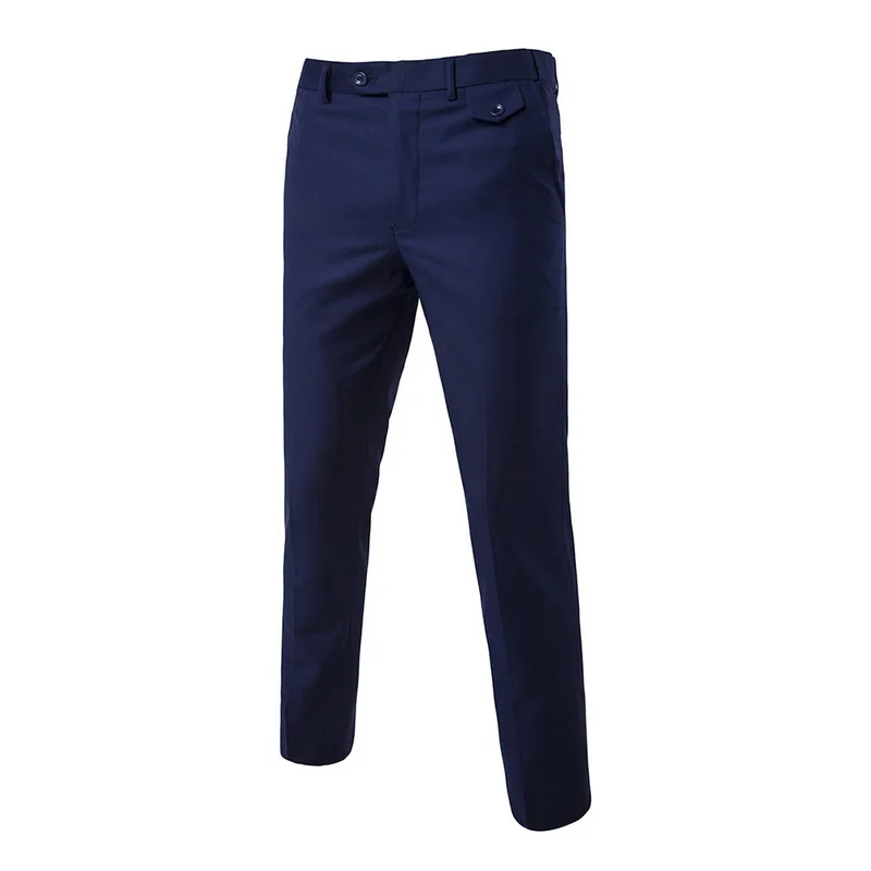 

2021 New Spring Men Fashion Cotton Solid Color Business Men Groom Wedding Dress Suit Pants Mens Trousers
